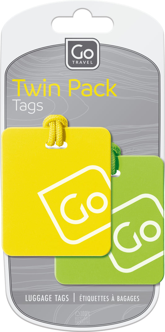 Go Travel Luggage Tags Twin Pack (Yellow/Green)