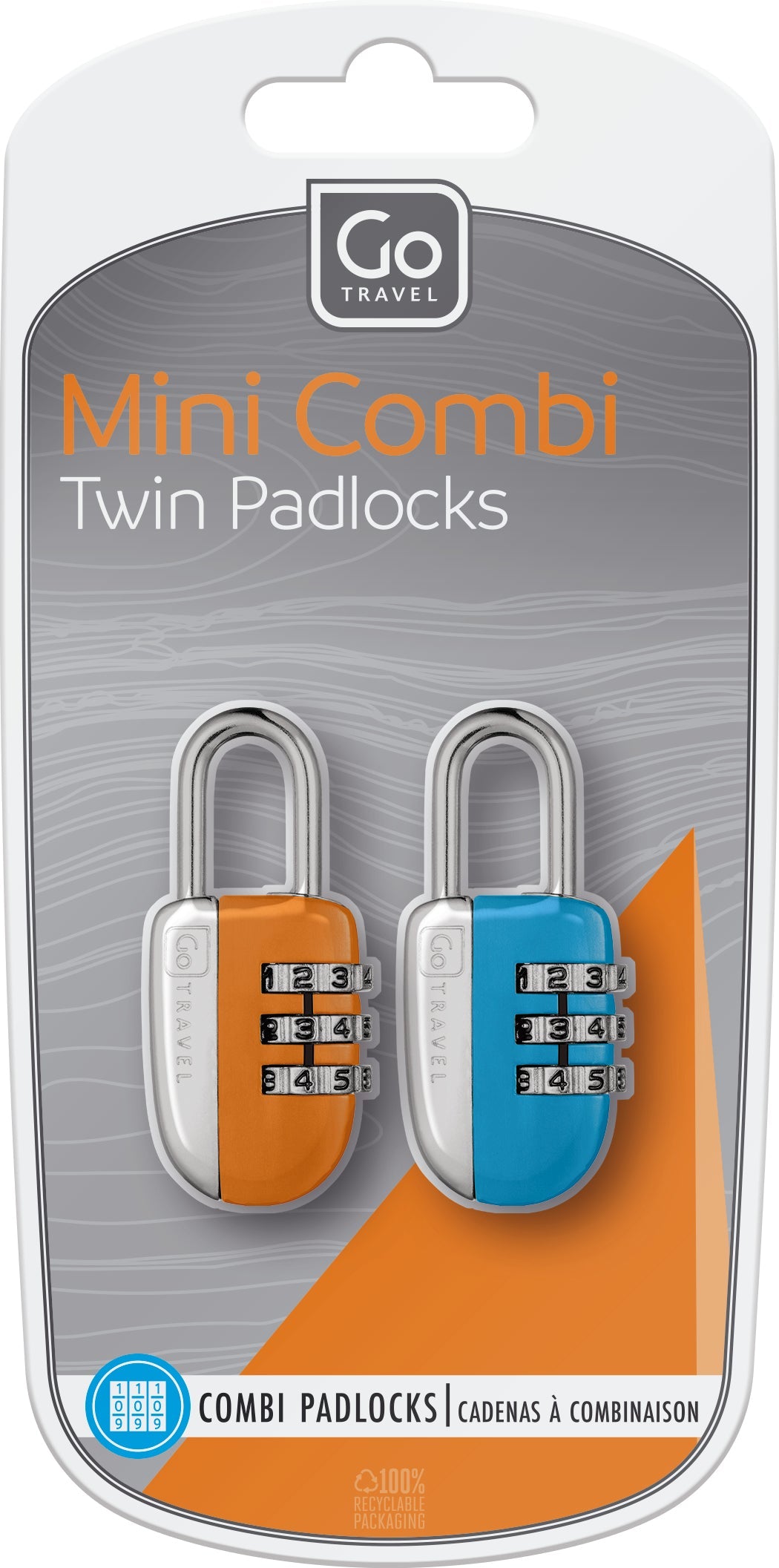 Go Travel Mini Combi Twin Padlocks (Blue/Orange)