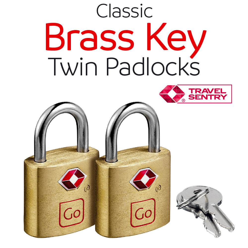 Go Travel Classic Brass Key Twin Padlocks TSA