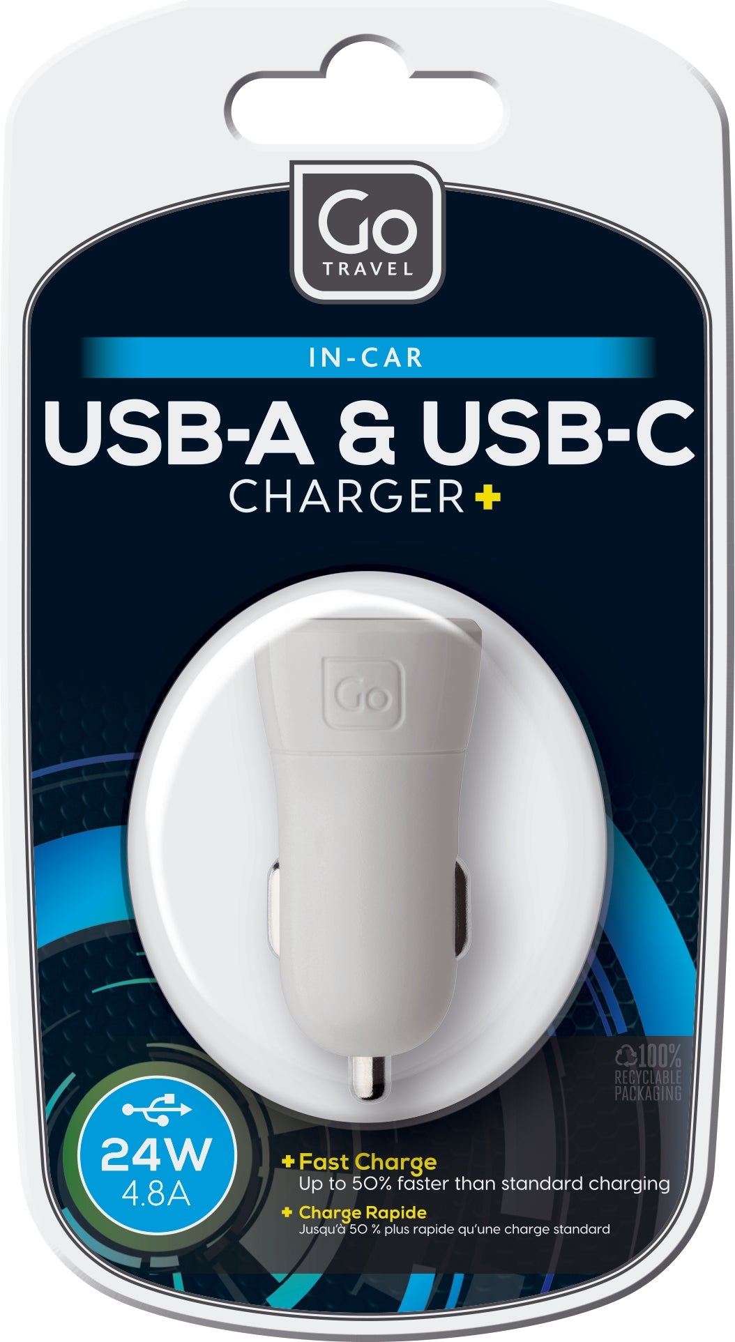 Go Travel In-Car USB-A & USB-C Charger + (4.8A)