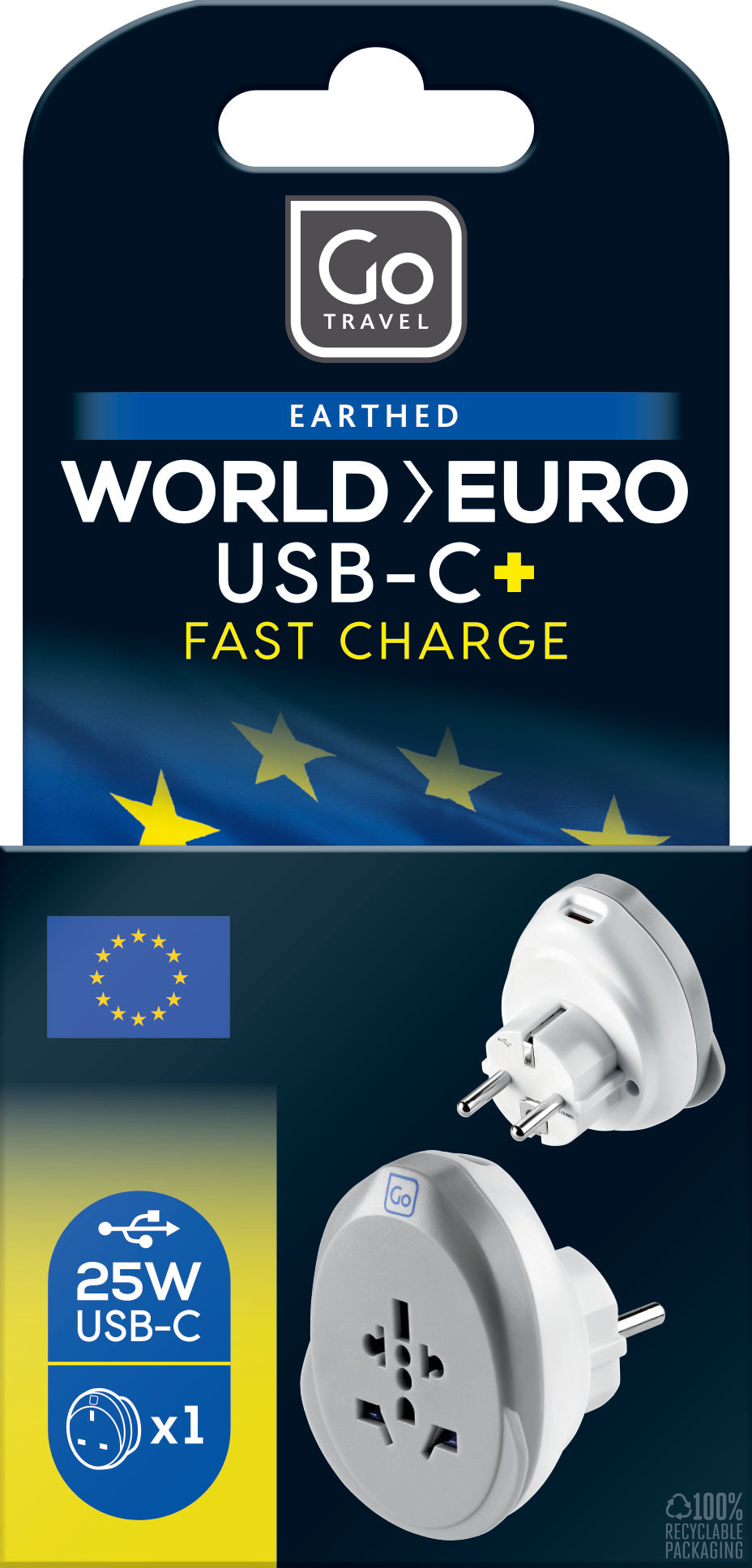 Go Travel World - EU USB-C Adaptor + (25W)