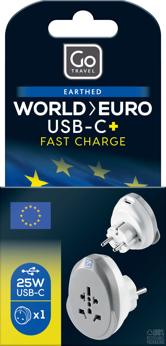 Go Travel World - EU USB-C Adaptor + (25W)